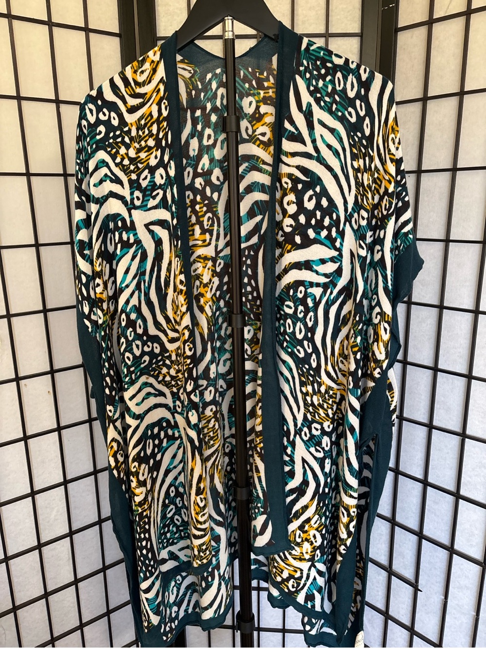 Janice Apparel Abstract‎ Animal Print Kimono Duster OS Boho
